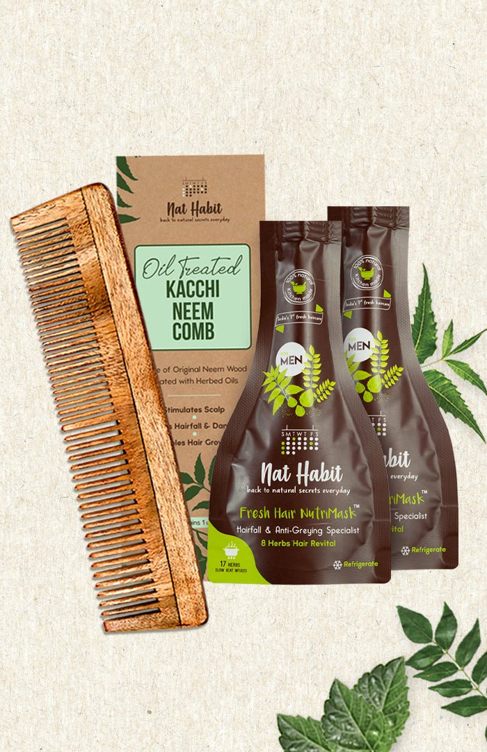 <strong>Dual Tooth Comb & Men's NutriMask</strong> <br><i>Combo for Men's Haircare</i> - Nat Habit