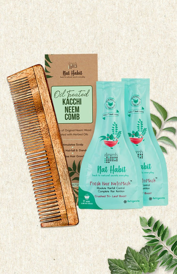 <strong>Dual Tooth Comb & TriLeaf NutriMask</strong> <br><i>Combo for Hairfall Control</i> - Nat Habit