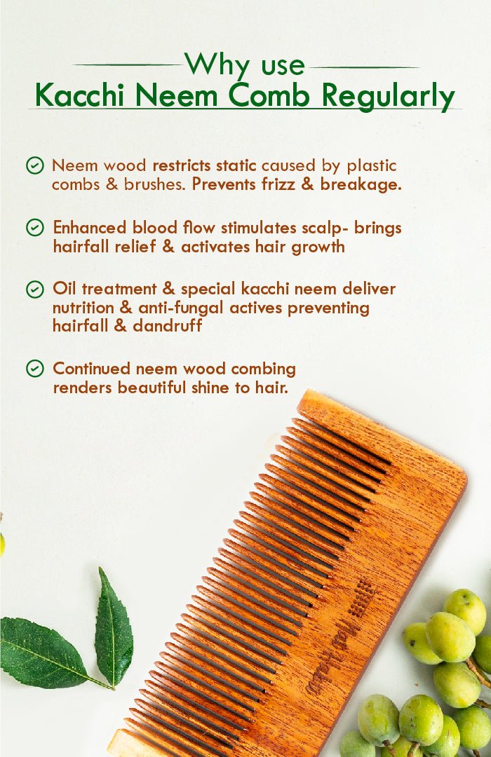 <strong>Fine Tooth Kacchi Neem Styling Comb </strong><br><i>Daily Styling, Small Size</i> - Nat Habit