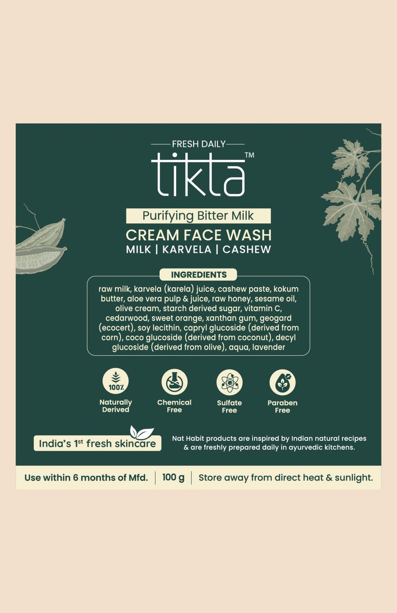 <strong>Fresh Daily Tikta Purifying Bitter Milk Cream Face Wash</strong> <br><i>for Normal to Dry/Sensitive Skin</i> - Nat Habit