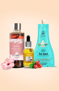 <strong>Hibiscus Amla Hair Oil, Turmeric Rosehip Mukhalaya & Five Gram & Clay Fuse Mura Combo</strong> <br><i>Combo Pack of 3</i> - Nat Habit