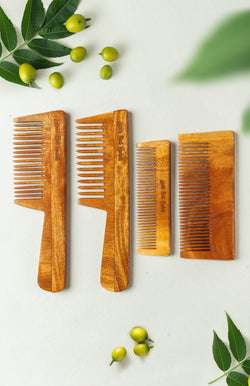 <strong>Kacchi Neem Comb Combo</strong> <br><i>Dual + Fine + Wide + Pocket</i> - Nat Habit