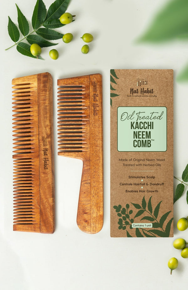 <strong>Kacchi Neem Comb Combo</strong> <br><i>Dual + Fine</i> - Nat Habit