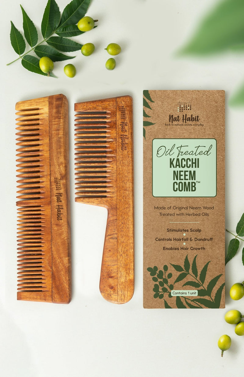 <strong>Kacchi Neem Comb Combo</strong> <br><i>Dual + Fine</i> - Nat Habit