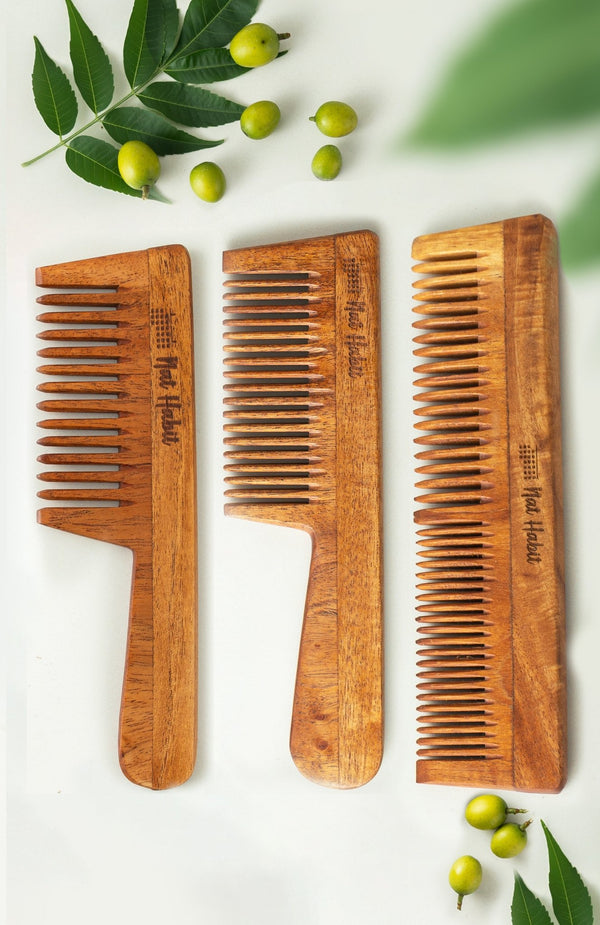 <strong>Kacchi Neem Comb Combo</strong> <br><i>Dual + Wide + Fine</i> - Nat Habit