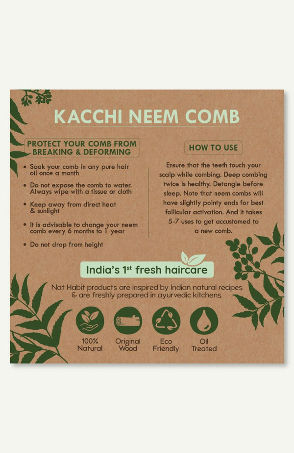 <strong>Kacchi Neem Comb Combo</strong> <br><i>Shampoo (Small) + Fine Tooth</i> - Nat Habit