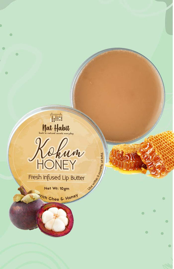 <strong>Kokum Honey Lip Butter 10g</strong> <br><i>with Kokum Butter, Raw Honey & Desi Ghee</i> - Nat Habit