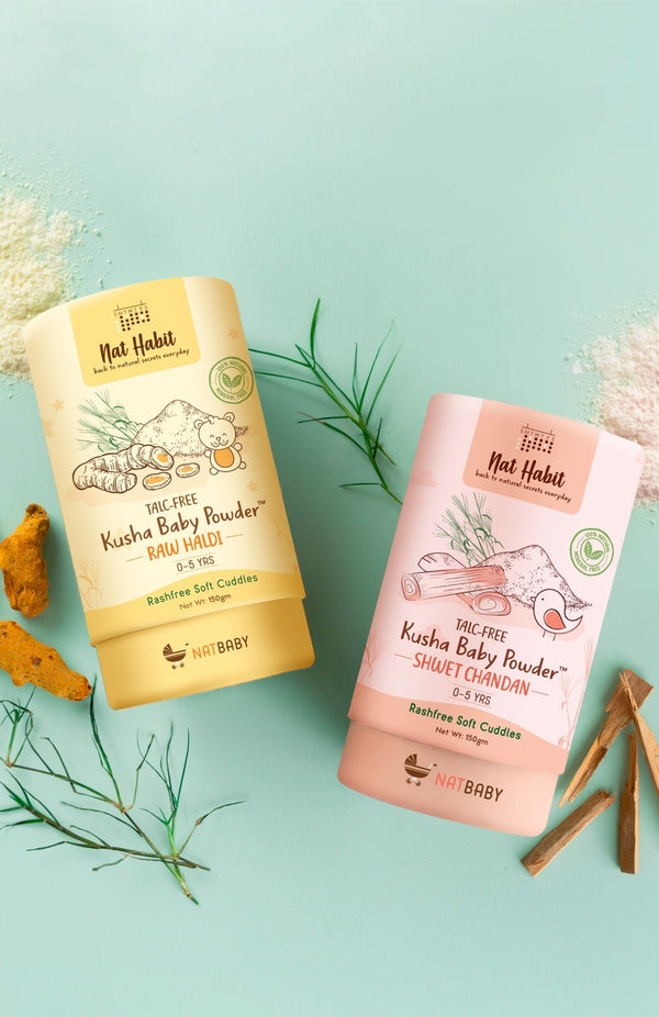 <strong>Kusha Baby Powder - Combo Pack of 2</strong> <br><i>0-5yrs Rashfree Soft Protection</i> - Nat Habit