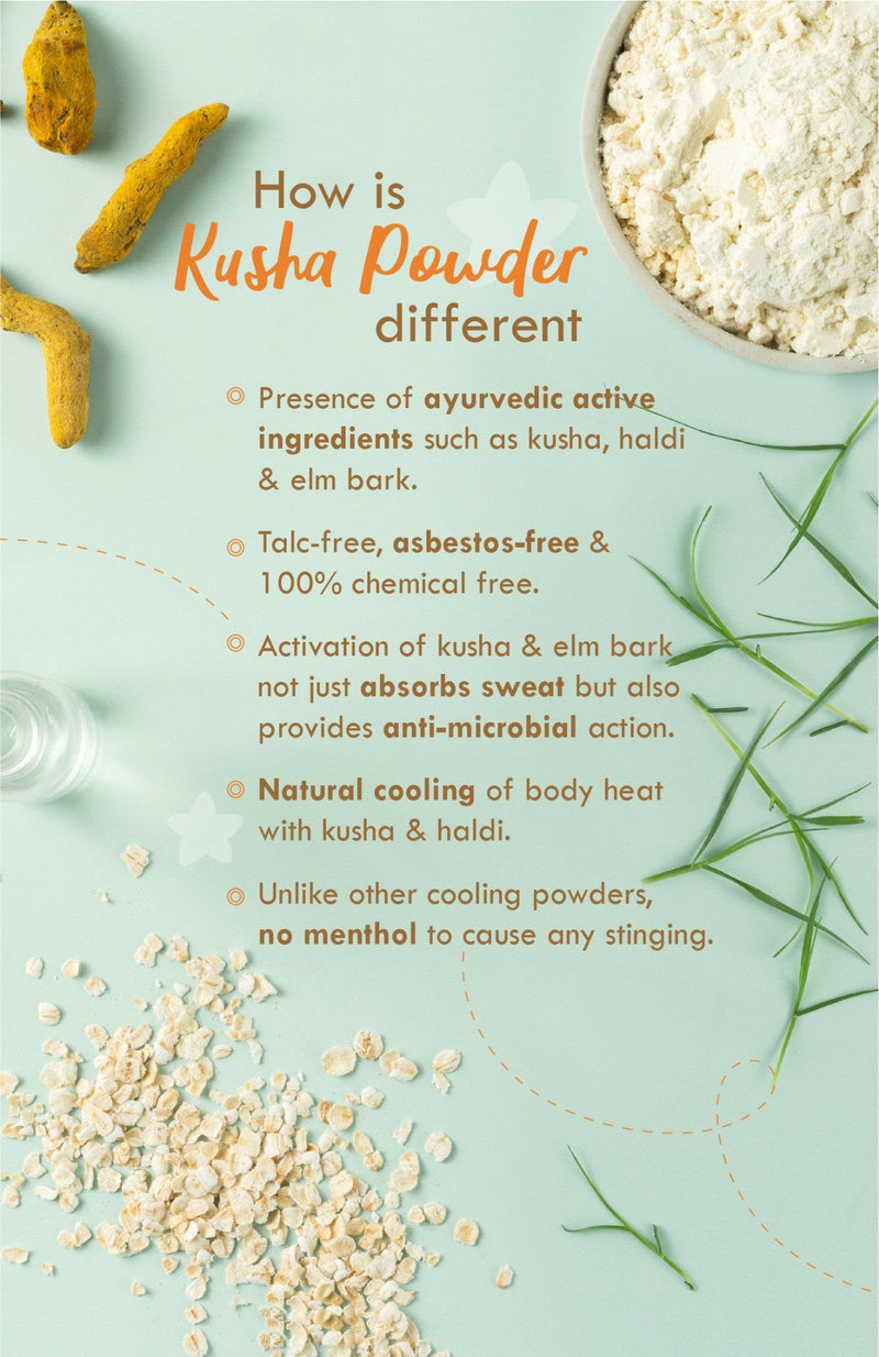 <strong>Kusha Baby Powder - Raw Haldi - 150g</strong> <br><i>0-5yrs Rashfree Soft Protection</i> - Nat Habit