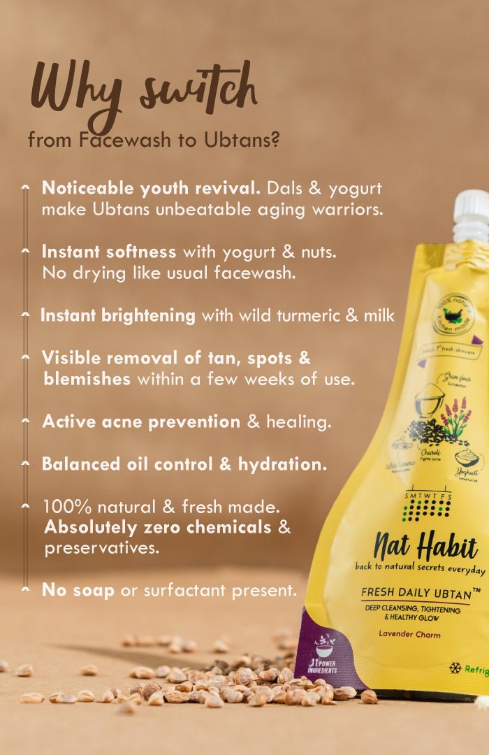<strong>Lavender Charm Daily Ubtan Cleanser</strong> <br><i>Deep Cleansing, Tightening & Instant Glow</i> - Nat Habit