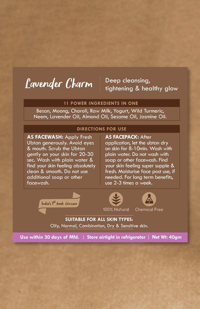 <strong>Lavender Charm Daily Ubtan Cleanser</strong> <br><i>Deep Cleansing, Tightening & Instant Glow</i> - Nat Habit