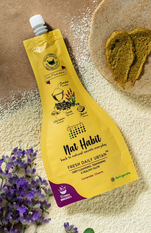 <strong>Lavender Charm Daily Ubtan Cleanser</strong> <br><i>Deep Cleansing, Tightening & Instant Glow</i> - Nat Habit