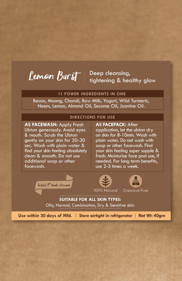 <strong>Lemon Burst Daily Ubtan Cleanser</strong> <br><i>Deep Cleansing, Tightening & Instant Glow</i> - Nat Habit