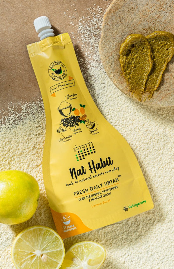 <strong>Lemon Burst Daily Ubtan Cleanser</strong> <br><i>Deep Cleansing, Tightening & Instant Glow</i> - Nat Habit