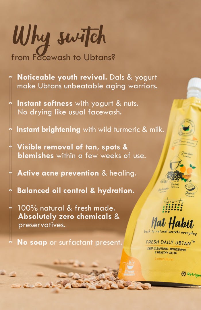 <strong>Lemon Burst Daily Ubtan Cleanser</strong> <br><i>Deep Cleansing, Tightening & Instant Glow</i> - Nat Habit