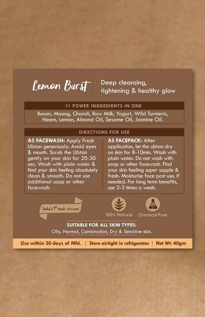 <strong>Lemon Burst Daily Ubtan Cleanser</strong> <br><i>Deep Cleansing, Tightening & Instant Glow</i> - Nat Habit