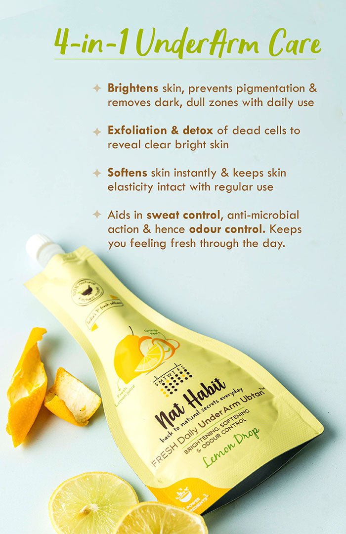 <strong>Lemon Drop UnderArm Ubtan</strong> <br><i>Brightening, Softening & Odour Control</i> - Nat Habit