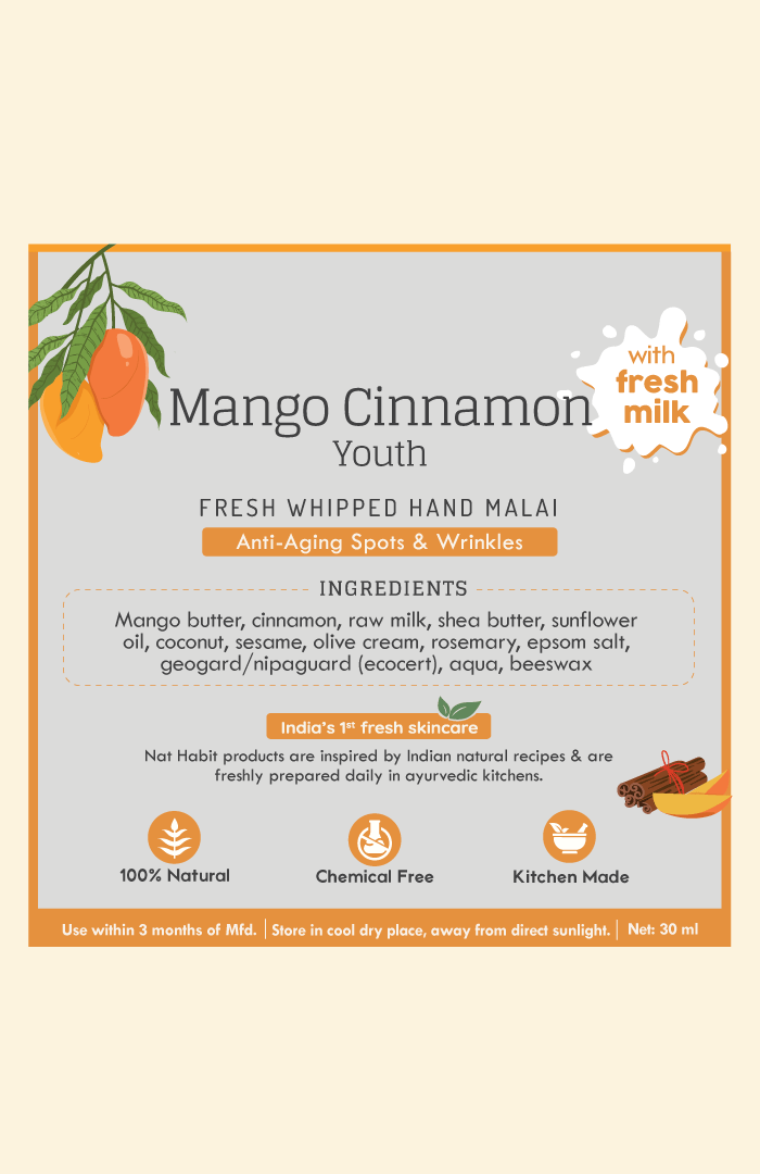 <strong>Mango Cinnamon Youth Hand Malai</strong> <br><i>Anti-Aging Spots & Wrinkles</i> - Nat Habit