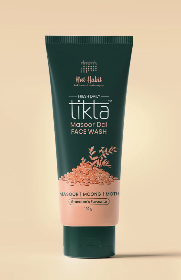 <strong>Masoor Dal Tikta <br>Face Wash</strong> <br><i>for All Skin Types</i><br><i>Grandma's Favourite</i> - Nat Habit