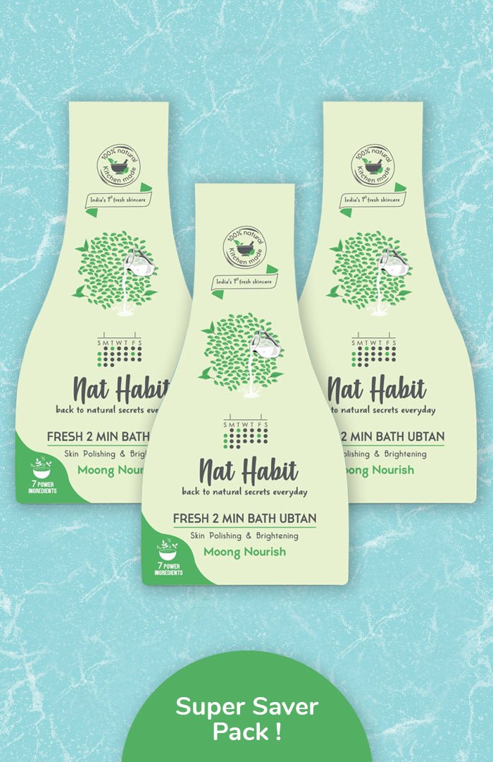 Fresh Moong Nourish Bath Ubtan Super Saver Pack - Nat Habit