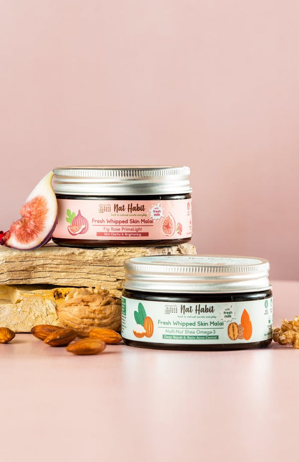 <strong>Multi Nut & Fig Rose Skin Malai Combo Pack of 2</strong><br><i>for brightening & dry skin repair | 24-48Hr moisture</i> - Nat Habit