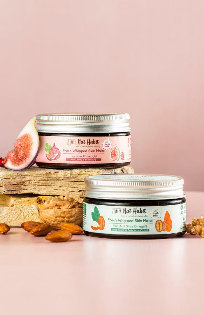 <strong>Multi Nut & Fig Rose Skin Malai Combo Pack of 2</strong><br><i>for brightening & dry skin repair | 24-48Hr moisture</i> - Nat Habit