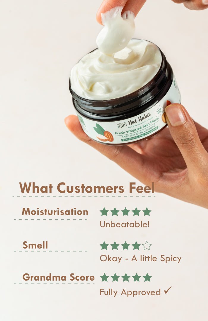 <strong>Multi-Nut Shea Omega-3 Skin Malai</strong> <br><i>for dry skin & body acne | 48 HR moisture</i> - Nat Habit