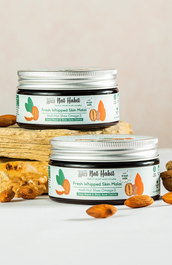 <strong>Multi-Nut Shea Omega-3 Skin Malai</strong> <br><i>for dry skin & body acne | 48 HR moisture</i> - Nat Habit