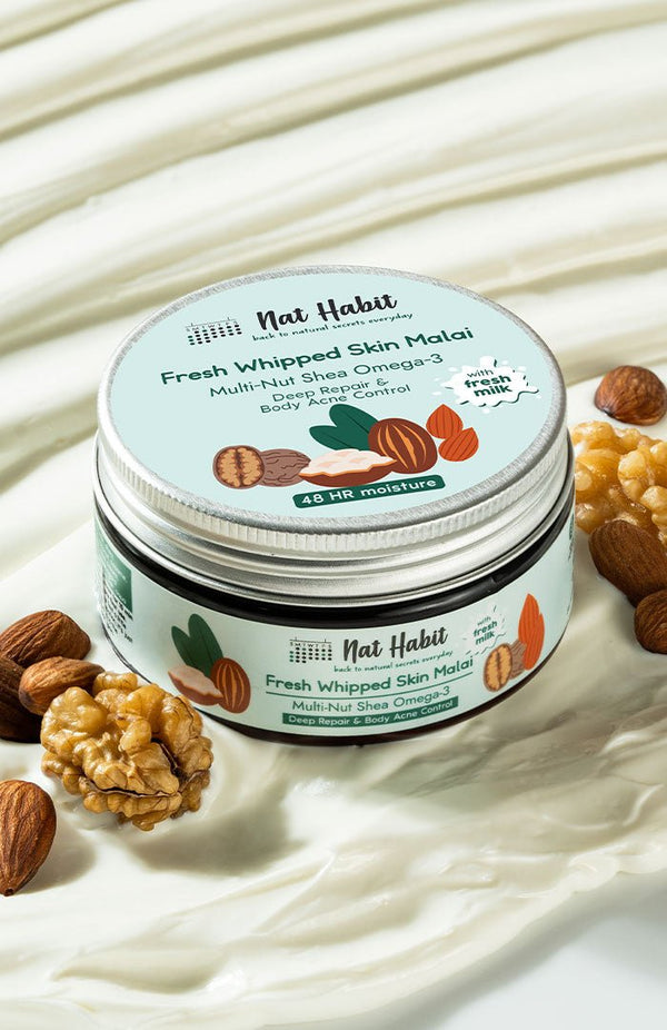 <strong>Multi-Nut Shea Omega-3 Skin Malai</strong> <br><i>for dry skin & body acne | 48 HR moisture</i> - Nat Habit