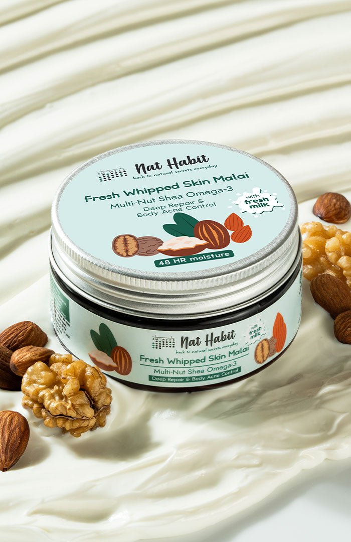 <strong>Multi-Nut Shea Omega-3 Skin Malai</strong> <br><i>for dry skin & body acne | 48 HR moisture</i> - Nat Habit