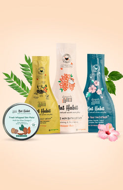 <strong>Multi-Nut Skin Malai, Masoor Rub Bath Ubtan, Five Oil Hibiscus NutriMask & Sweet Orange Ubtan Combo</strong> <br><i>Combo Pack of 4</i> - Nat Habit
