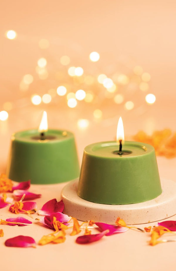 <strong>Nature's Light Prosperity Candles</strong><br><i>Paraffin-free, Recycled, Puja-pure</i></br> - Nat Habit