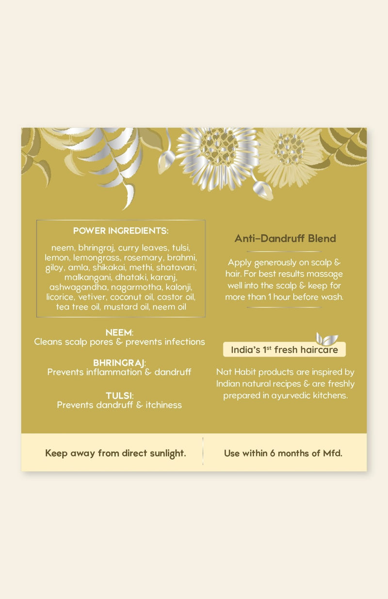 <strong>Neem Bhringraj Summer Hair Oil</strong> <br><i>Anti-Dandruff Blend</i> - Nat Habit