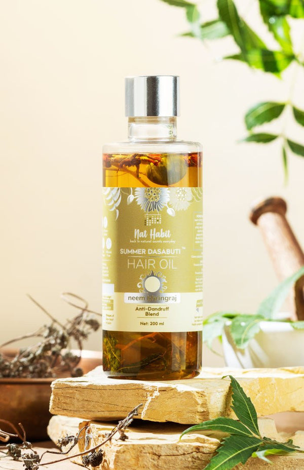 <strong>Neem Bhringraj Summer Hair Oil</strong> <br><i>Anti-Dandruff Blend</i> - Nat Habit