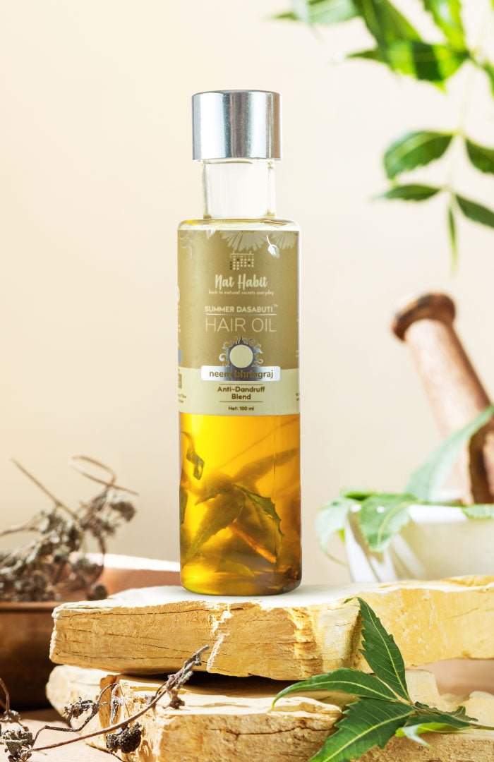 <strong>Neem Bhringraj Summer Hair Oil</strong> <br><i>Anti-Dandruff Blend</i> - Nat Habit