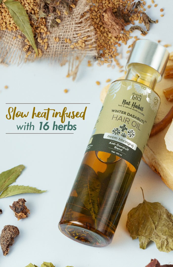 <strong>Neem Bhringraj Winter Hair Oil</strong> <br><i>Anti-Dandruff Blend</i> - Nat Habit