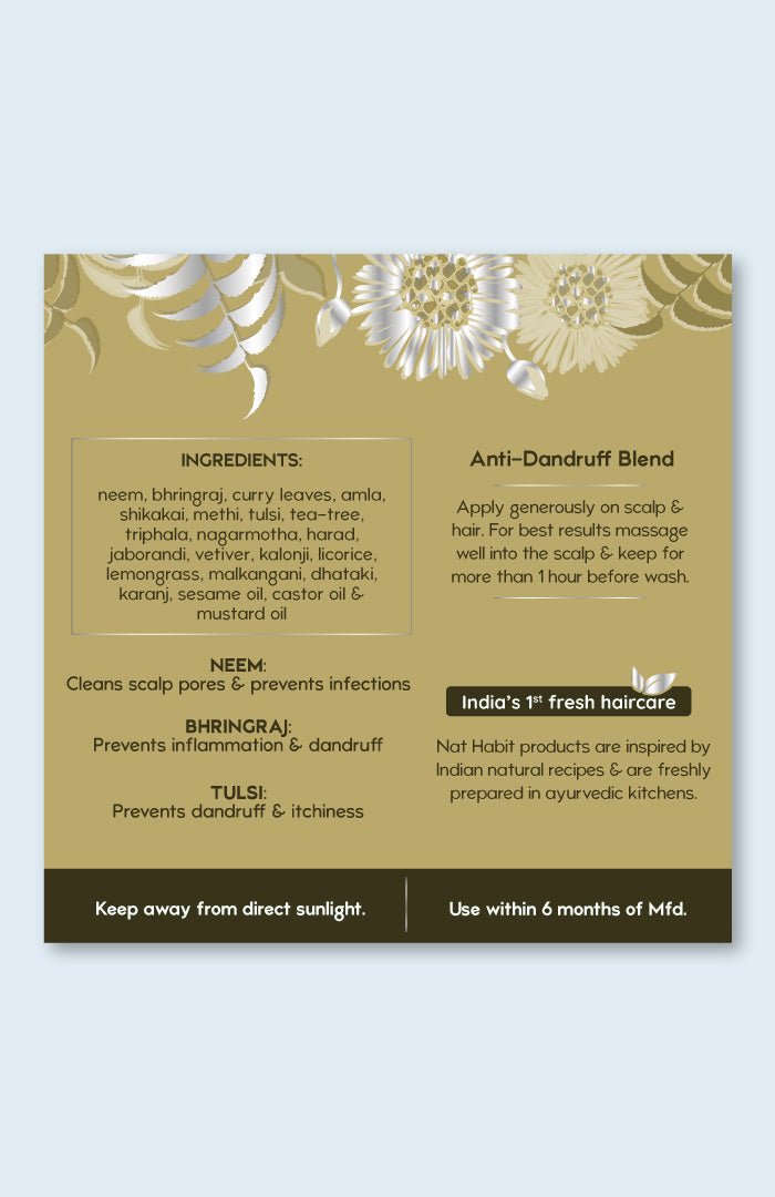 <strong>Neem Bhringraj Winter Hair Oil</strong> <br><i>Anti-Dandruff Blend</i> - Nat Habit