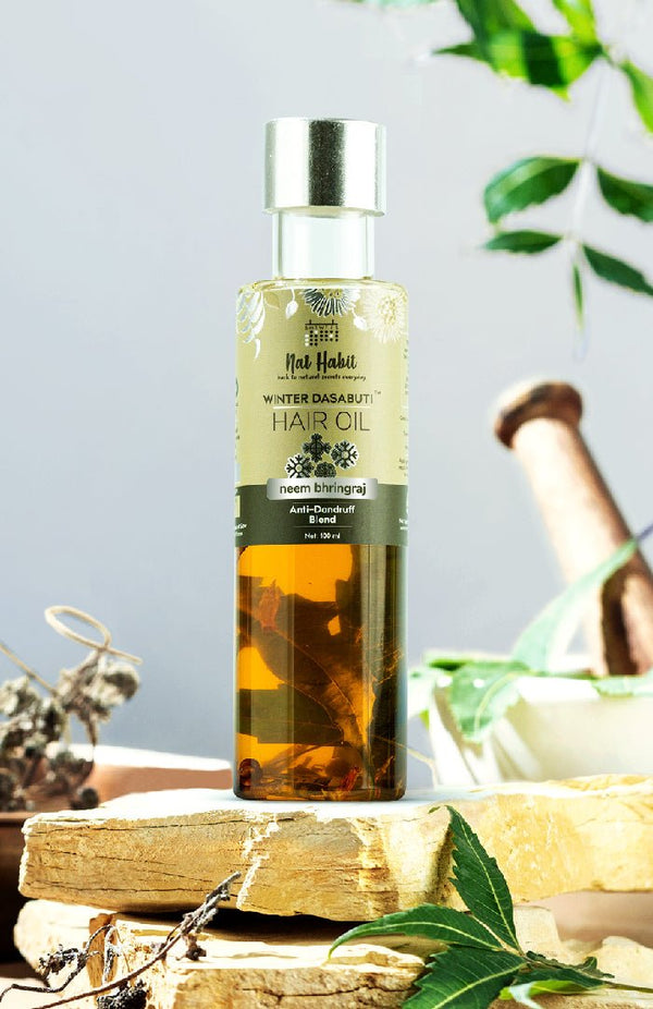 <strong>Neem Bhringraj Winter Hair Oil</strong> <br><i>Anti-Dandruff Blend</i> - Nat Habit