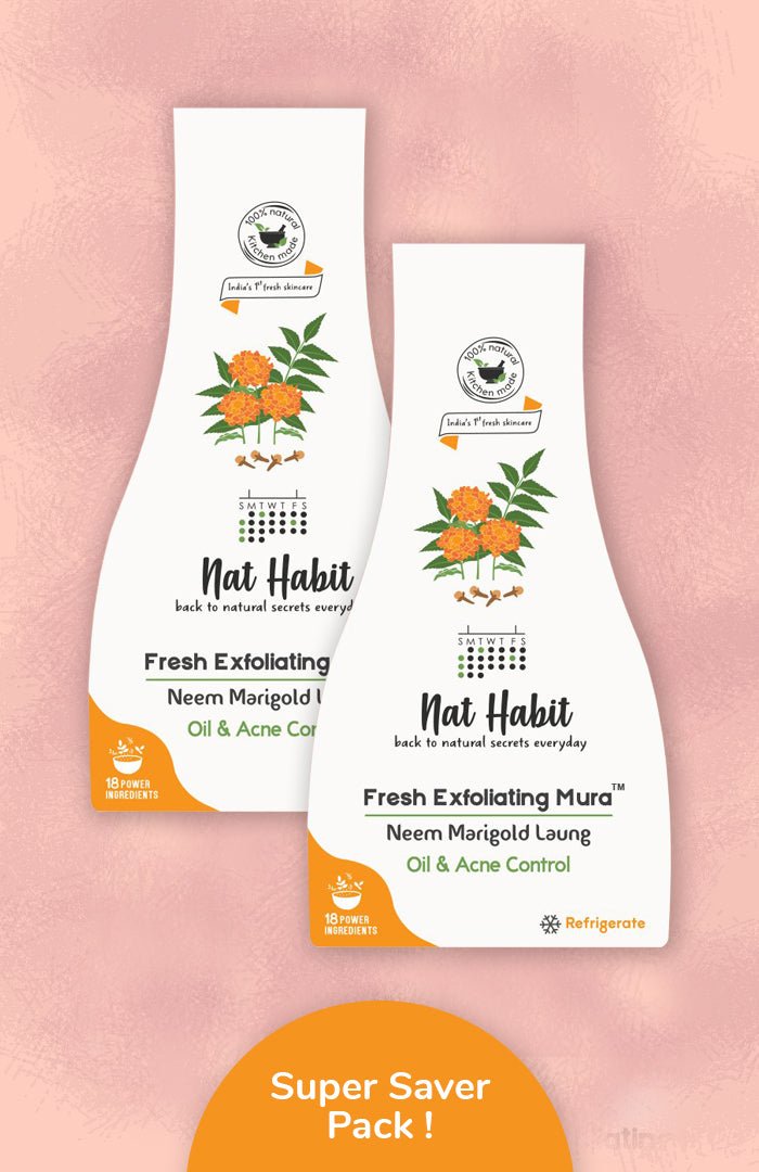 Neem Marigold Laung Exfoliating Scrubbing Face Wash Super Saver Pack - Nat Habit