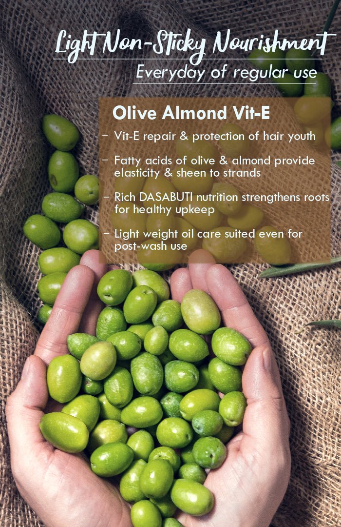 <strong>Olive Almond Vit-E Winter Hair Oil</strong> <br><i>Light Non-Sticky Nourishment</i> - Nat Habit