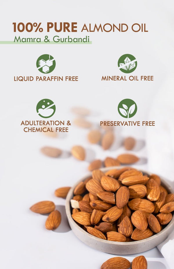 <strong>Pure Almond <i>(Badam)</i> Oil</strong><br><i>Non-Refined, LLP Free</i> - Nat Habit