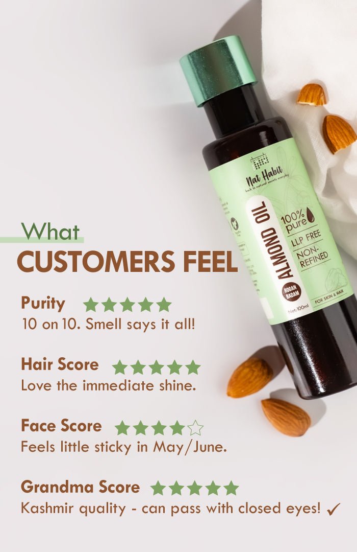 <strong>Pure Almond <i>(Badam)</i> Oil</strong><br><i>Non-Refined, LLP Free</i> - Nat Habit