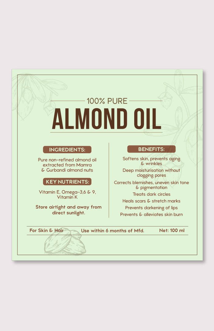 <strong>Pure Almond <i>(Badam)</i> Oil</strong><br><i>Non-Refined, LLP Free</i> - Nat Habit