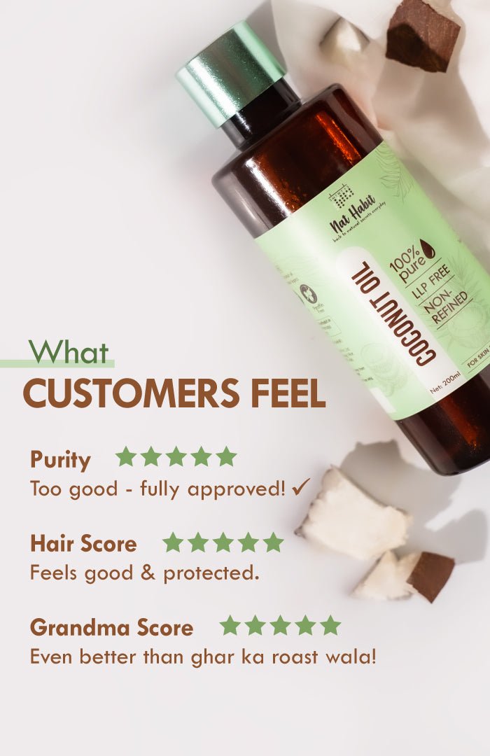 <strong>Pure Coconut Oil 200ml</strong><br><i>Non-Refined, LLP Free</i> - Nat Habit