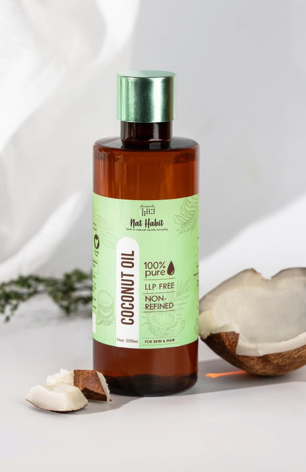 <strong>Pure Coconut Oil 200ml</strong><br><i>Non-Refined, LLP Free</i> - Nat Habit