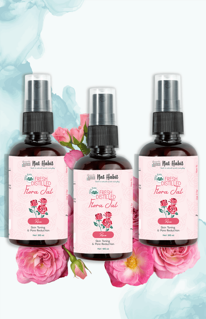 Natural Distilled Rose Water for Face Toning - Nat Habit