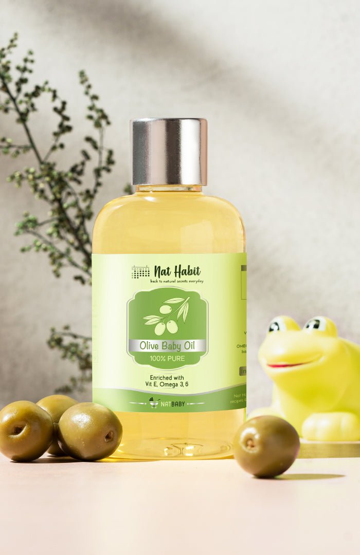 <strong>Pure Olive Baby Oil</strong> <br><i>Enriched with Vit E & Omega-3, 6</i> - Nat Habit