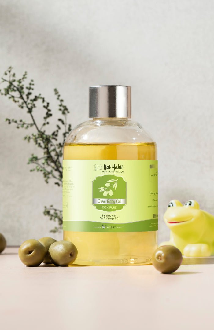 <strong>Pure Olive Baby Oil</strong> <br><i>Enriched with Vit E & Omega-3, 6</i> - Nat Habit