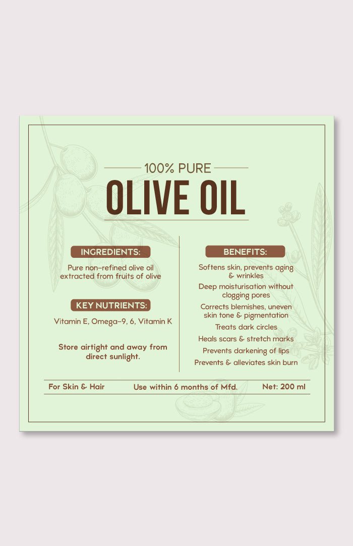 <strong>Pure Olive Oil 200ml</strong><br><i>Non-Refined, LLP Free</i> - Nat Habit