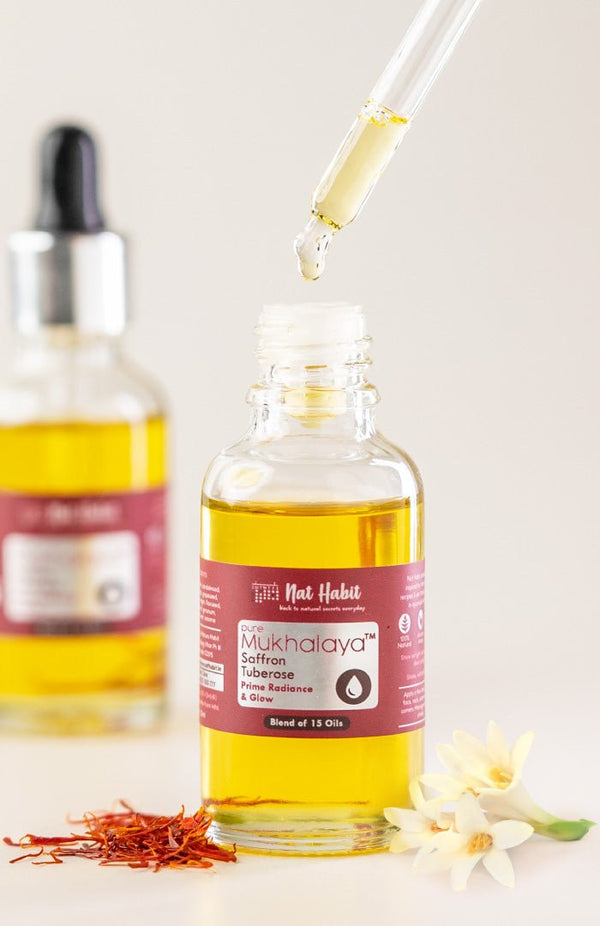 <strong>Pure Saffron Tuberose Mukhalaya 30ml</strong> <br><i>Prime Radiance & Glow</i> - Nat Habit